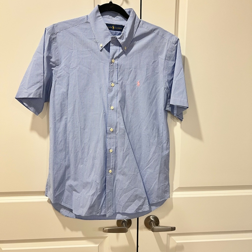Ralph Lauren Blue Men's Shirt with pink pony